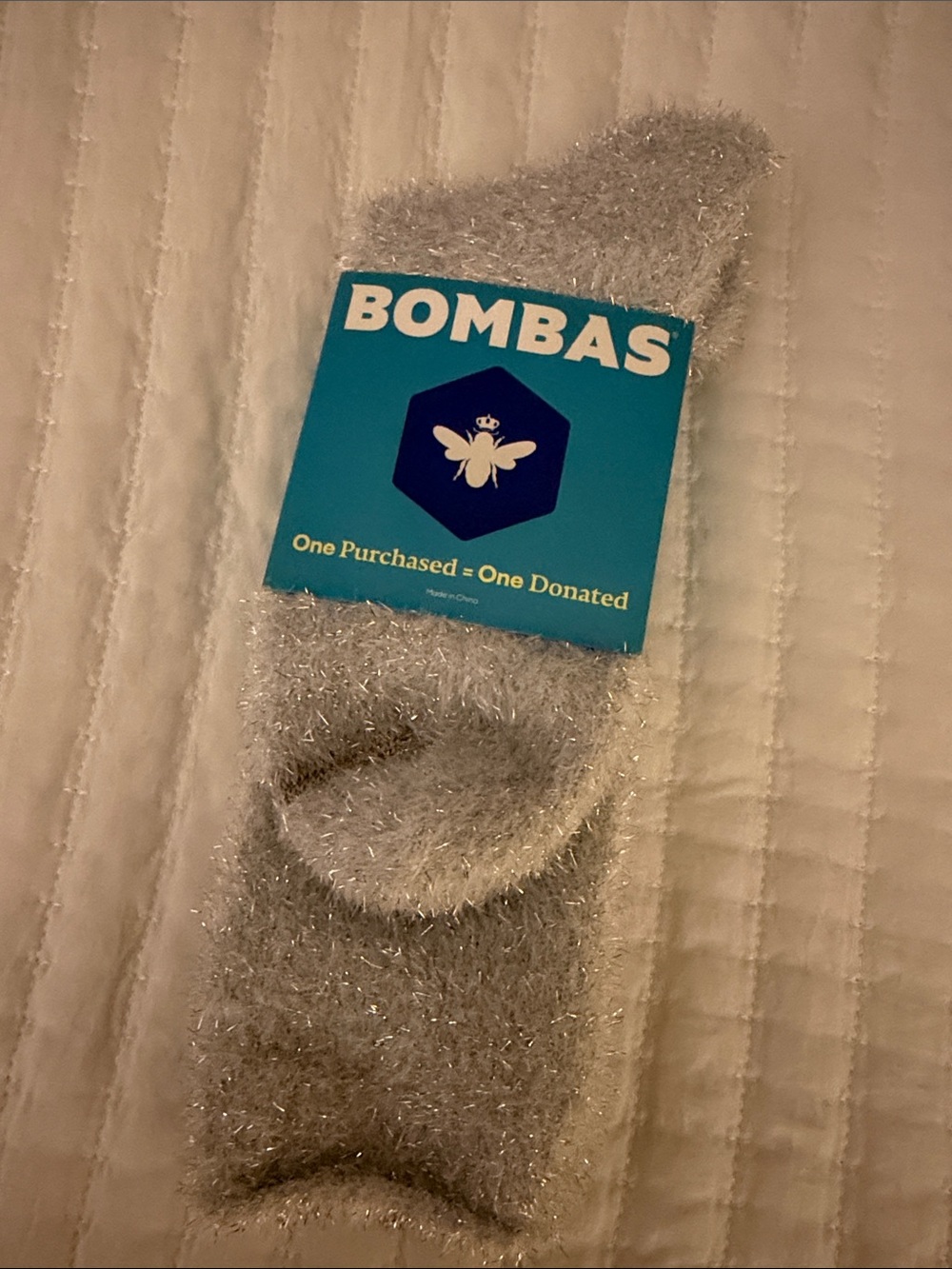 NWT Bombas Women’s Silver Cozy Fuzzy Socks